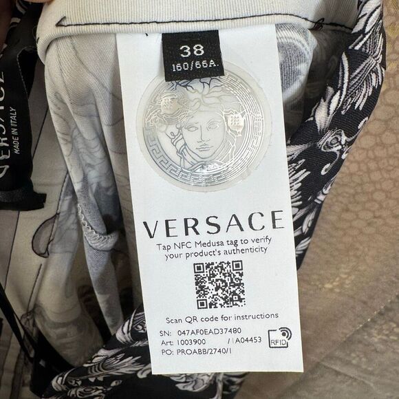 Versace Silver Gray White Black Baroque-Printed Leggings Size 38 2 XS NWT - Picture 4 of 16